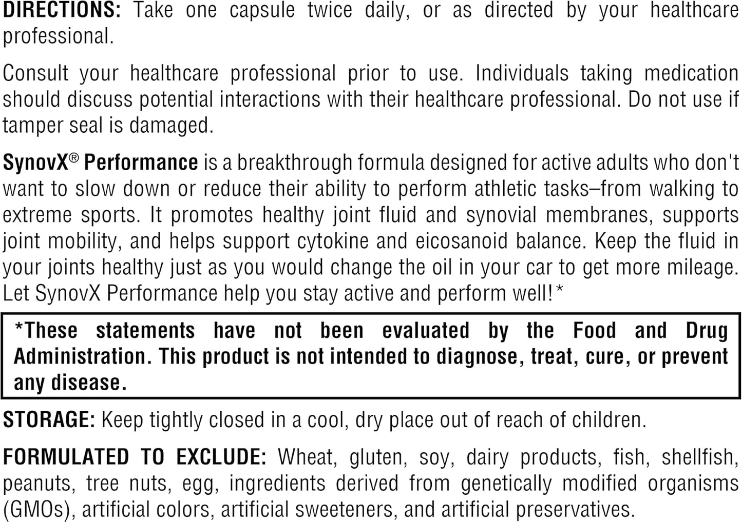 XYMOGEN SynovX Performance: Joint Mobility & Cytokine Balance Support for Women, Men, and Athletes - High Molecular Weight Hyaluronic Acid - 60 Capsules - BoostGo Australia