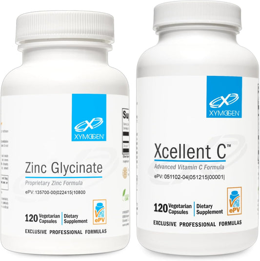 XYMOGEN Xcellent Vitamin C & Zinc Supplement Combo - 240 Capsules for Immune Support & Antioxidant Boost - BoostGo Australia