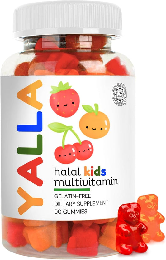YALLA Halal Kids Multivitamin Gummies: Immunity & Energy Boost, 45-90 Days Supply, Vitamin C, D3, Zinc, B6, B12, ISA Certified - BoostGo Australia