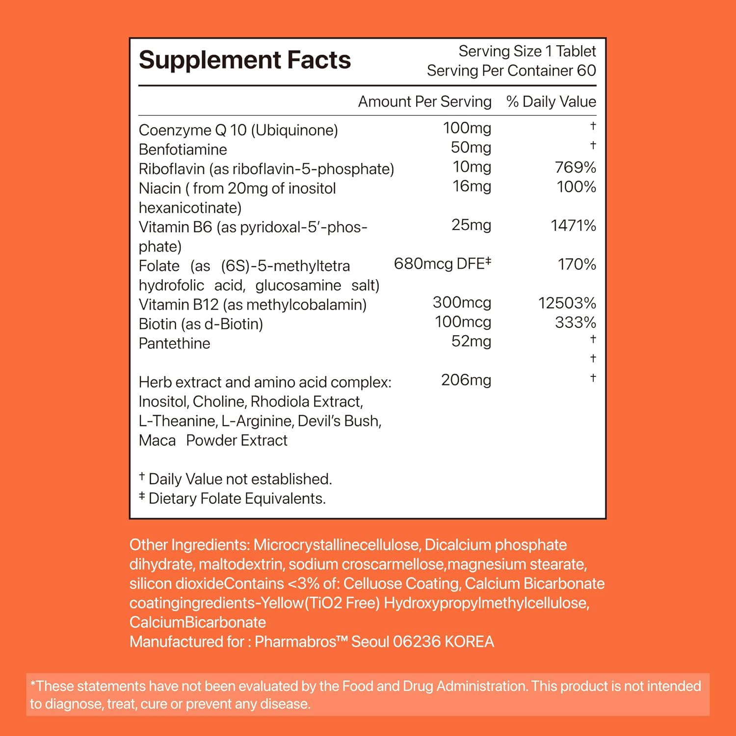 YDY Nutrition All Active BQ10 - CoQ10 100mg with Vitamin B Complex - Promotes Heart Health and Cellular Energy - 60 Tablets