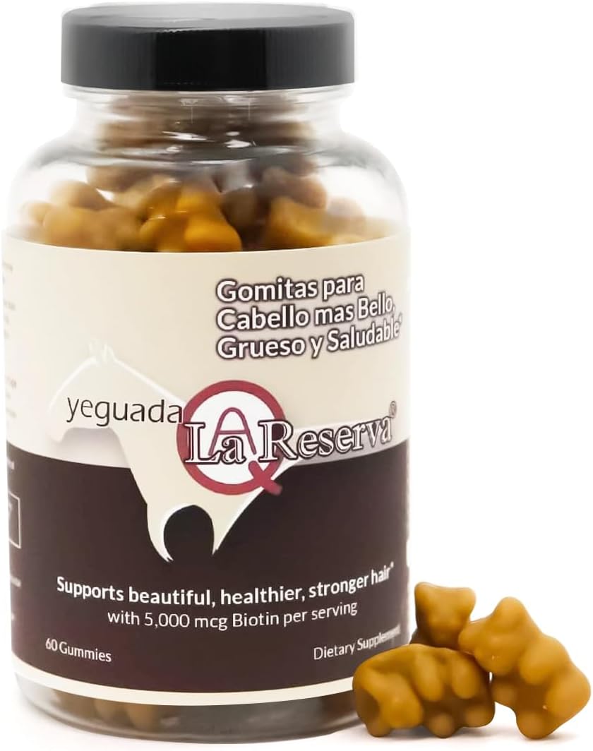 Yeguada La Reserva Hair, Skin, and Nails Gummies - 5000 mcg Biotin, Vitamin E & C - 60 Pieces