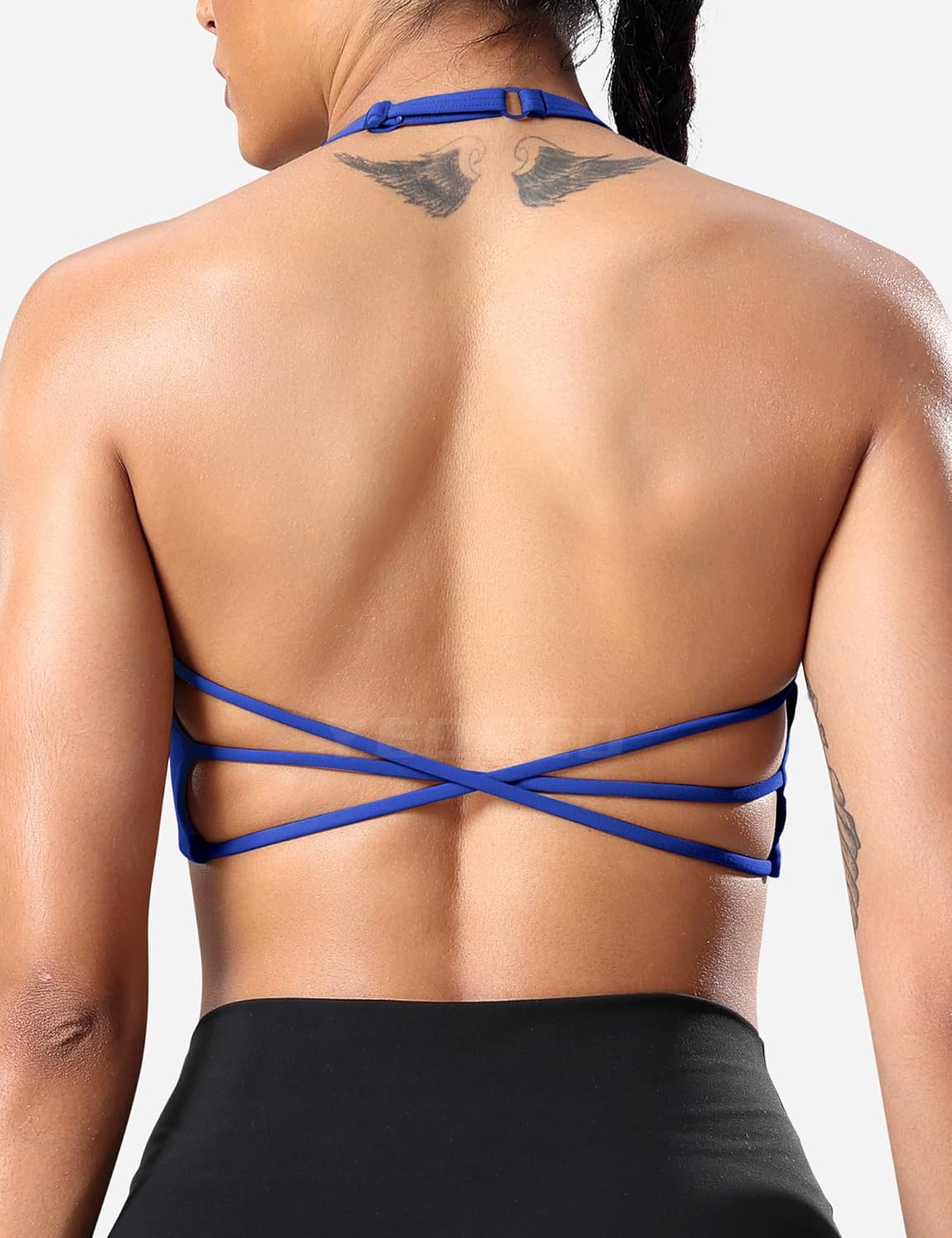 YEOREO Women's Halter Sports Bra with Criss Cross Back and Removable Pads for Yoga and Workouts