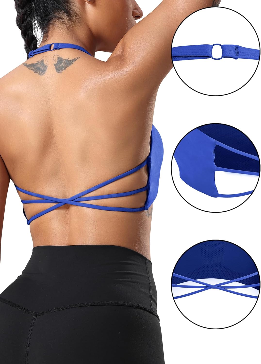 YEOREO Women's Halter Sports Bra with Criss Cross Back and Removable Pads for Yoga and Workouts