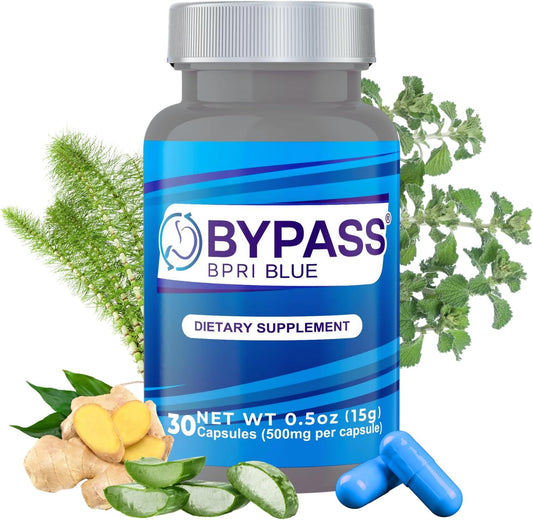 YERBERO Bypass BPRI Blue Capsules - Enhanced with Aloe Vera, Ginger, Sarsaparilla Root, Green Tea, Dandelion, Horsetail - 30 Capsules, 500mg.
