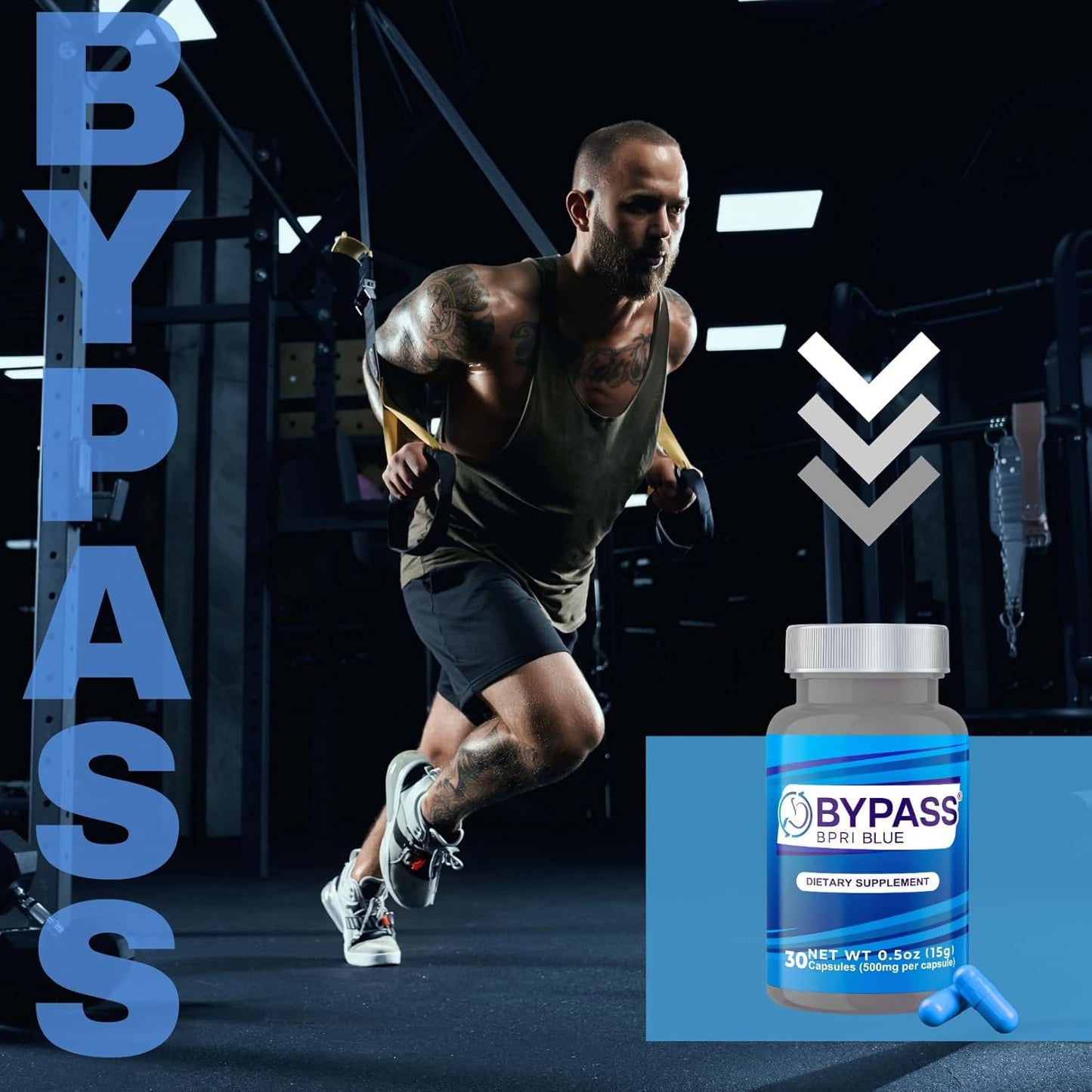 YERBERO Bypass BPRI Blue Capsules - Enhanced with Aloe Vera, Ginger, Sarsaparilla Root, Green Tea, Dandelion, Horsetail - 30 Capsules, 500mg.