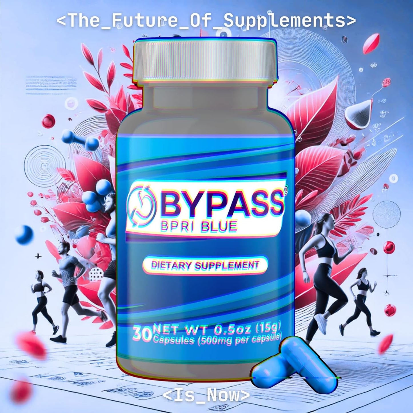 YERBERO Bypass BPRI Blue Capsules - Enhanced with Aloe Vera, Ginger, Sarsaparilla Root, Green Tea, Dandelion, Horsetail - 30 Capsules, 500mg.