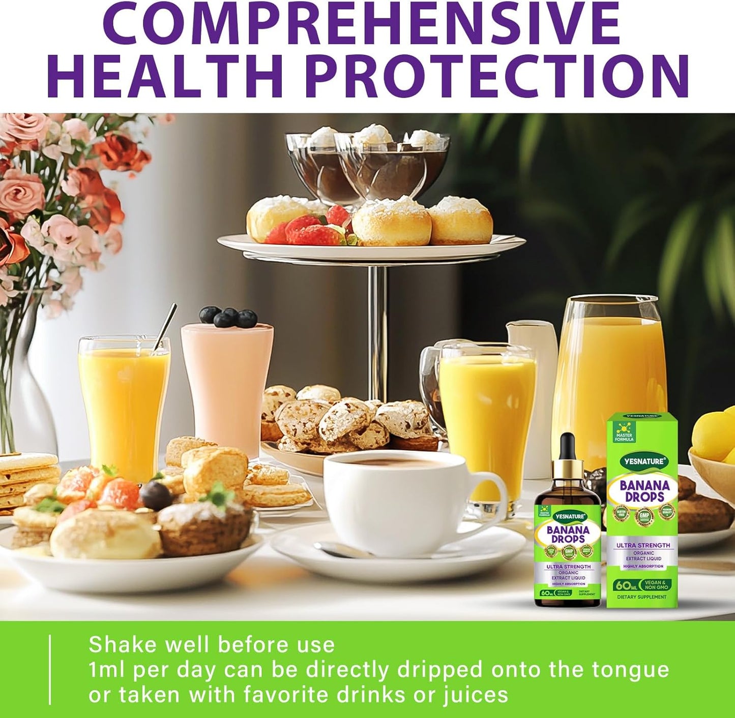 YESNATURE Ultra Strength Banana Drops for Gut Health and Detox - Natural Liquid Supplement