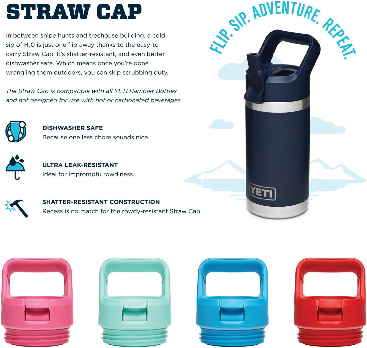 YETI Rambler Jr. 12 oz Kids Bottle, Straw Cap Included