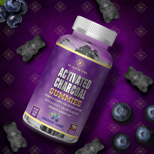 Yi Nutrition Charcoal Gummy - Vegan Digestive Health Support for All Ages, Sugar-Free Cleanse and Detox with Gas Relief