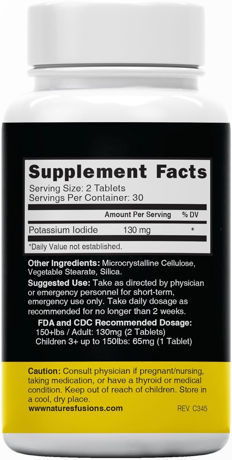 YODO Naciente Potassium Iodide Tablets 130mg - Pack of 5 - 300 Tablets - KI Pills - Long Expiry Date