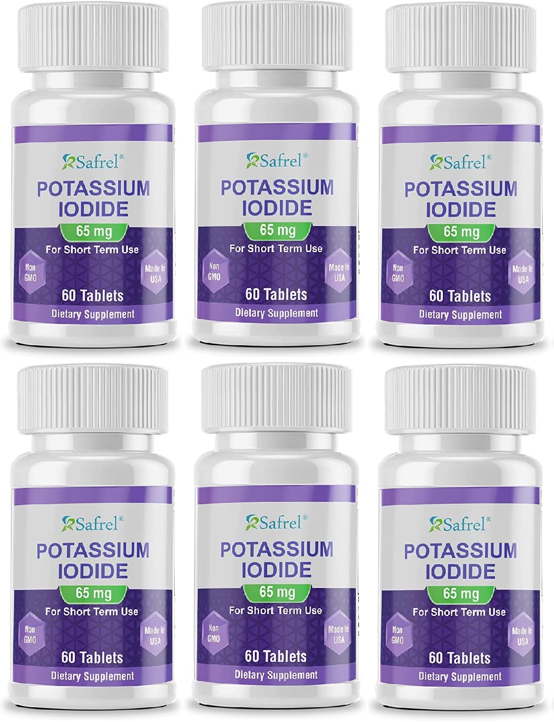 YODO Naciente Potassium Iodide Tablets 65 mg - 60 Count x 6 Packs | Thyroid Support | Non-GMO | Made in USA - Ki Pills Potassium Iodine Tabs
