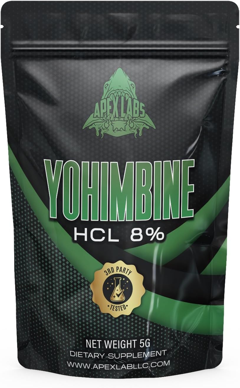 Yohimbe Bark Extract Powder - Herbal Supplement for Men & Women, 8% Yohimbe Extract, Gluten Free, 25mg per Serving, 5g