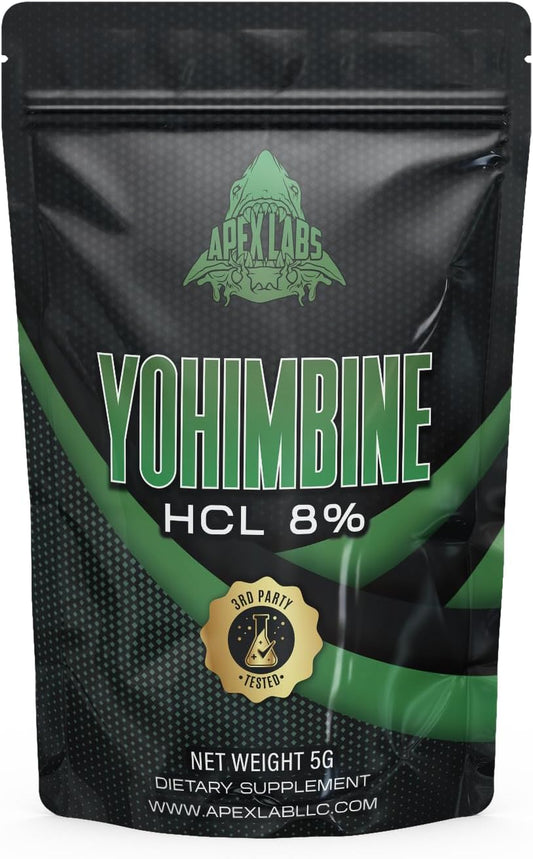 Yohimbe Bark Extract Powder - Herbal Supplement for Men & Women, 8% Yohimbe Extract, Gluten Free, 25mg per Serving, 5g