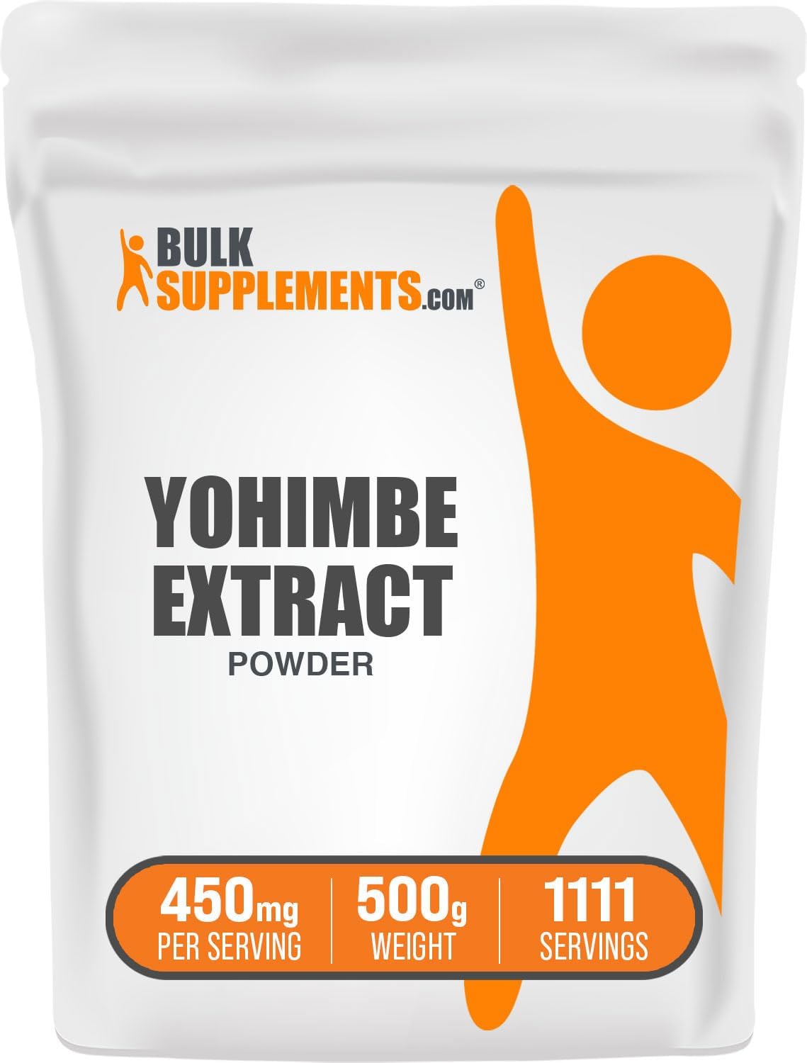 Yohimbe Bark Extract Powder - Herbal Supplement, Gluten-Free, 450mg per Serving, 500g - Bulk Yohimbe Supplements Pack
