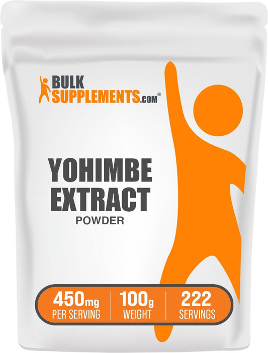 Yohimbe Extract Powder - Herbal Supplement, Gluten Free, 450mg per Serving - BulkSupplements.com Yohimbe Bark Powder