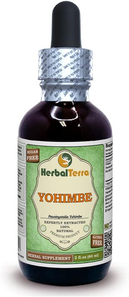 Yohimbe Glycerite Extract - Alcohol-Free Liquid, Dried Bark, Herbalterra LLC - 2 oz