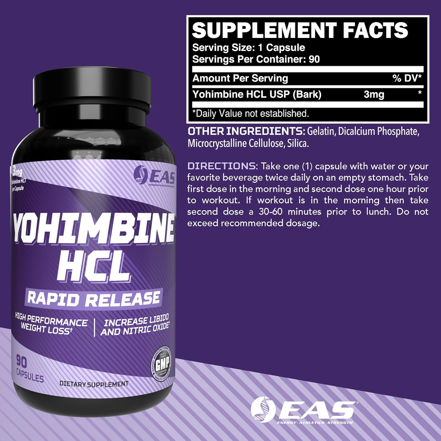 Yohimbine HCL Capsules with Rapid Release Technology for Enhanced Weight Loss & Athletic Performance
