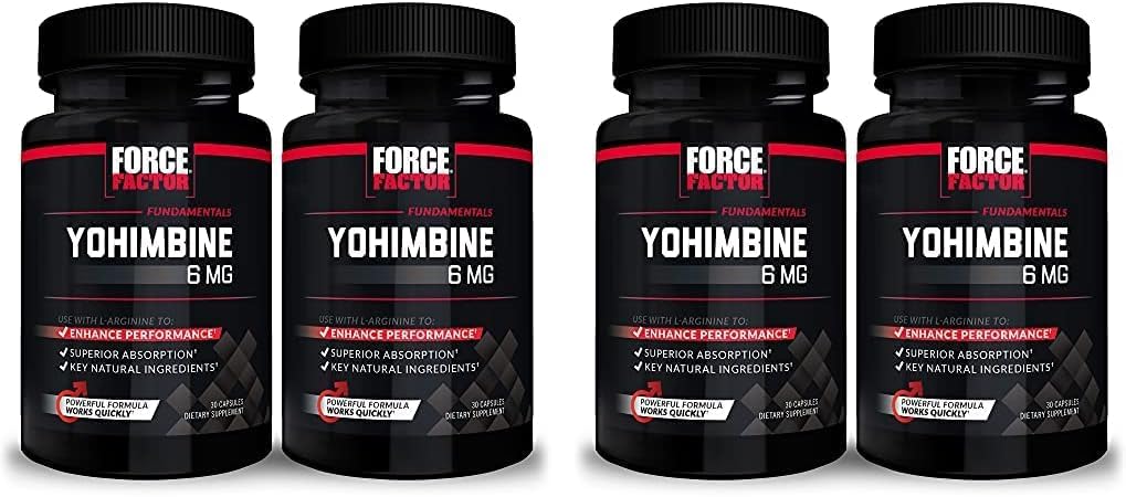 Yohimbine Supplement for Men - Enhanced Performance Formula with Yohimbe Bark Extract - 6mg Yohimbine Pills - Natural Ingredients - 30 Count x 4 Pack