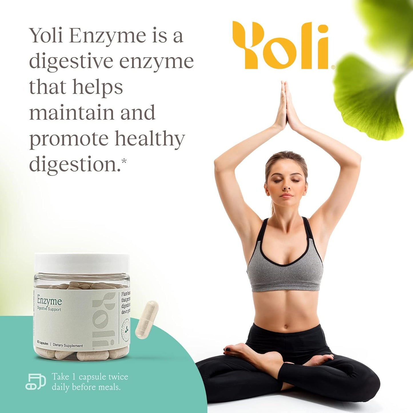 Yoli® Enzyme Digestive Supplement for Gut Health - 60 Count Digestive Enzymes for Women and Men