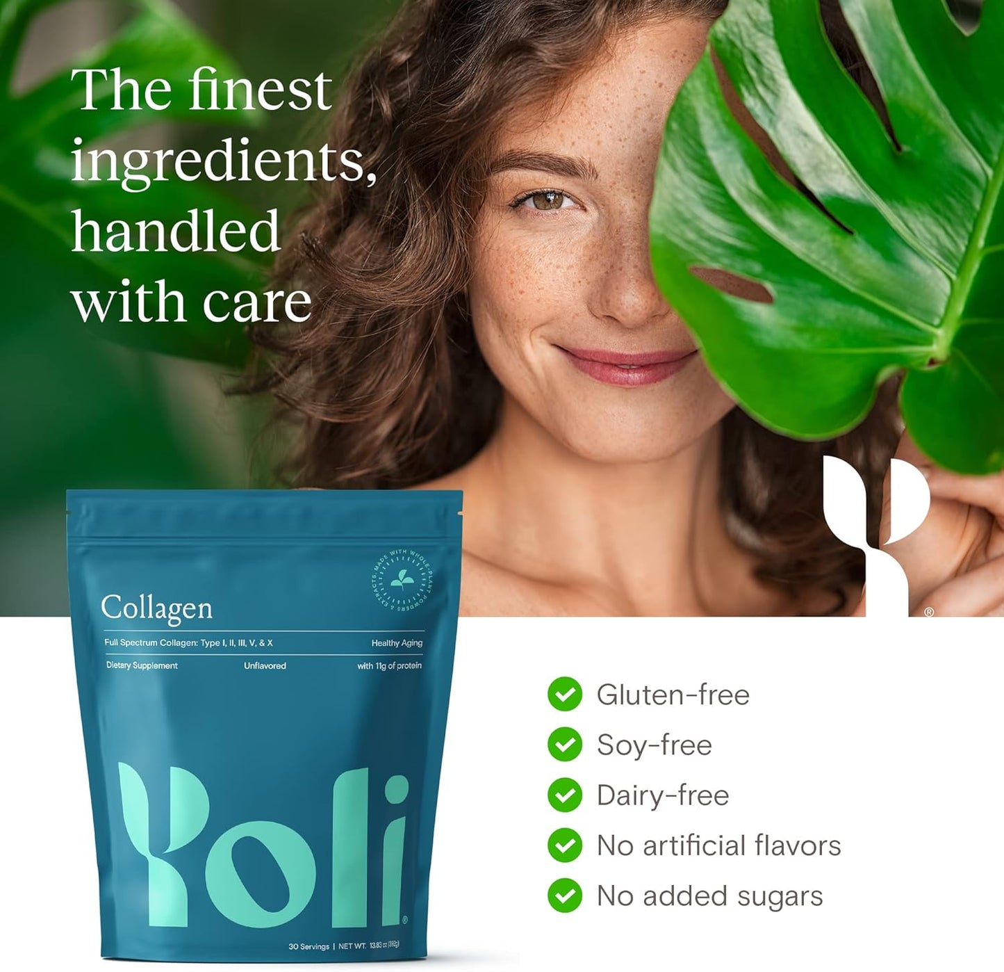Yoli® Multi Collagen Protein Powder with Hyaluronic Acid - Collagen Supplements for Women and Men - Types I, II, III, V, and X
