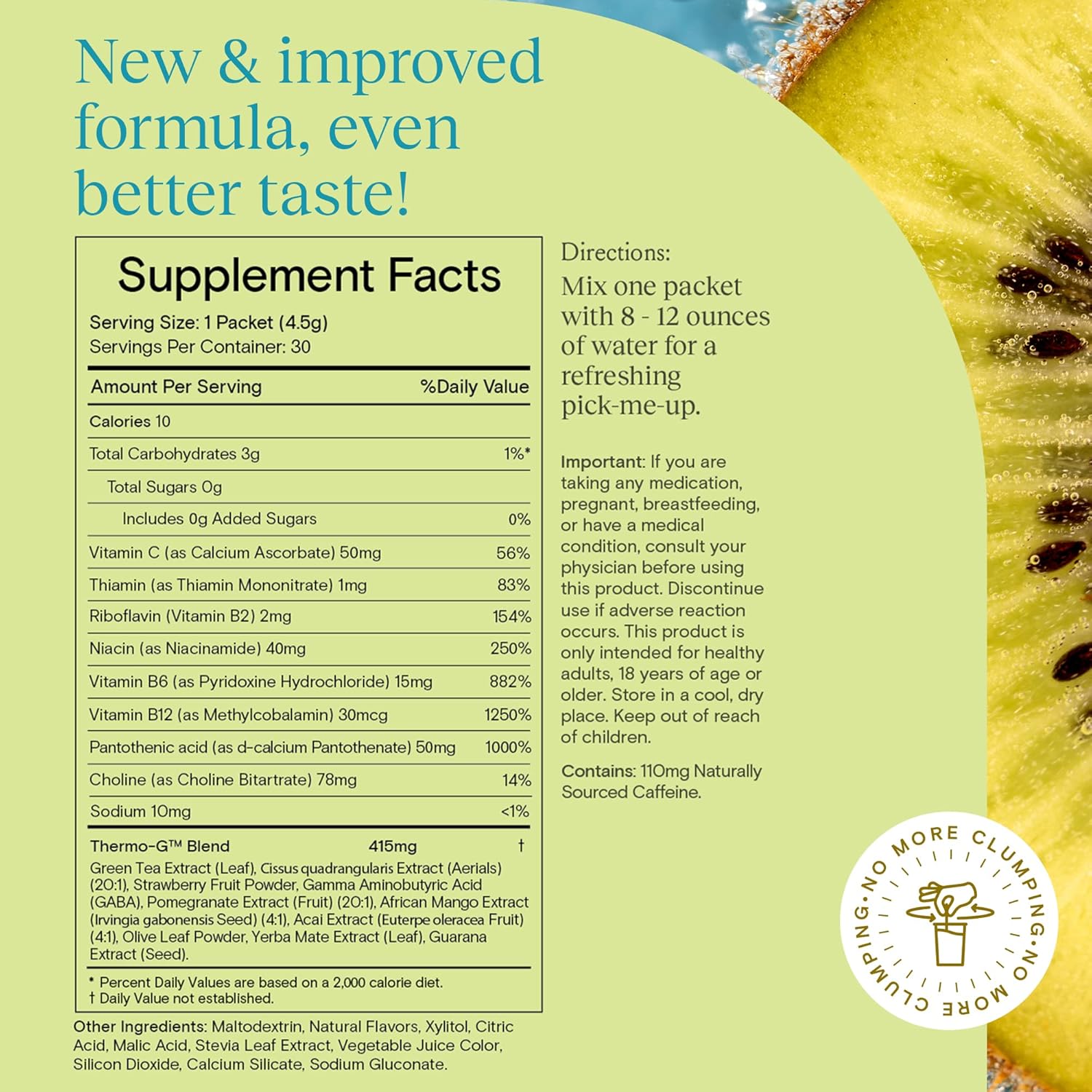 Yoli® Passion Energy Drink Powder Mix - 30 Packets, Strawberry Kiwi Flavor - Natural Endurance & Stamina Boost