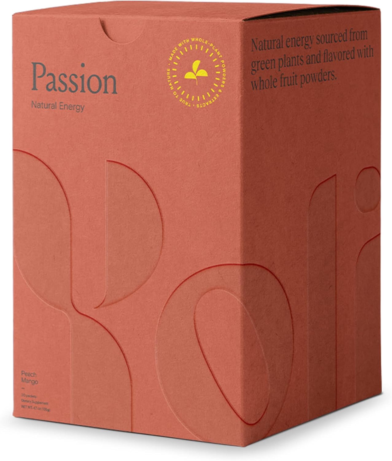 Yoli Passion Energy Drink Powder Mix - Natural Peach Mango Flavor for Endurance and Stamina, 30 Packets