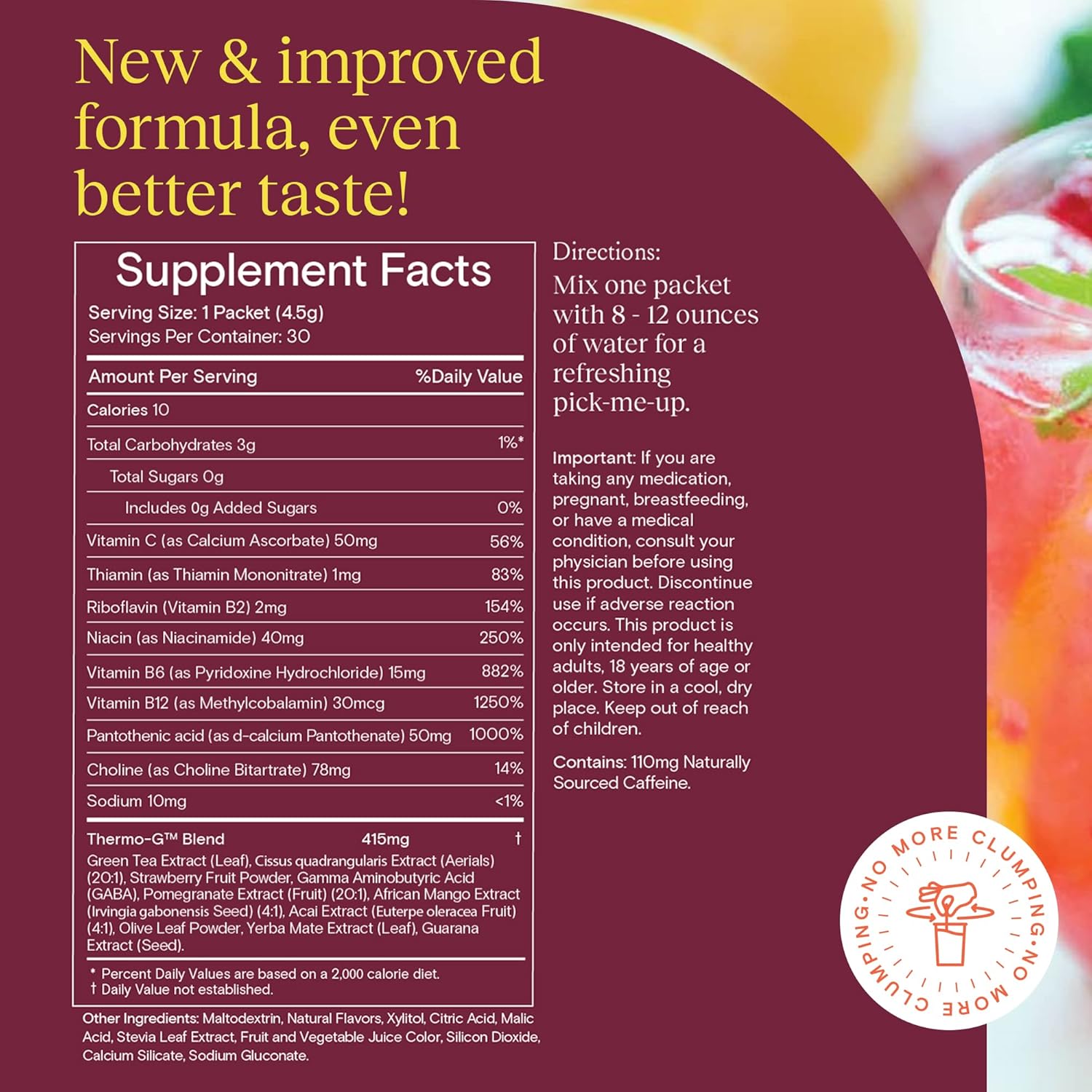 Yoli® Passion Energy Drink Powder Mix - Raspberry Lemon Flavor, 30 Packets - Boost Endurance and Stamina Naturally