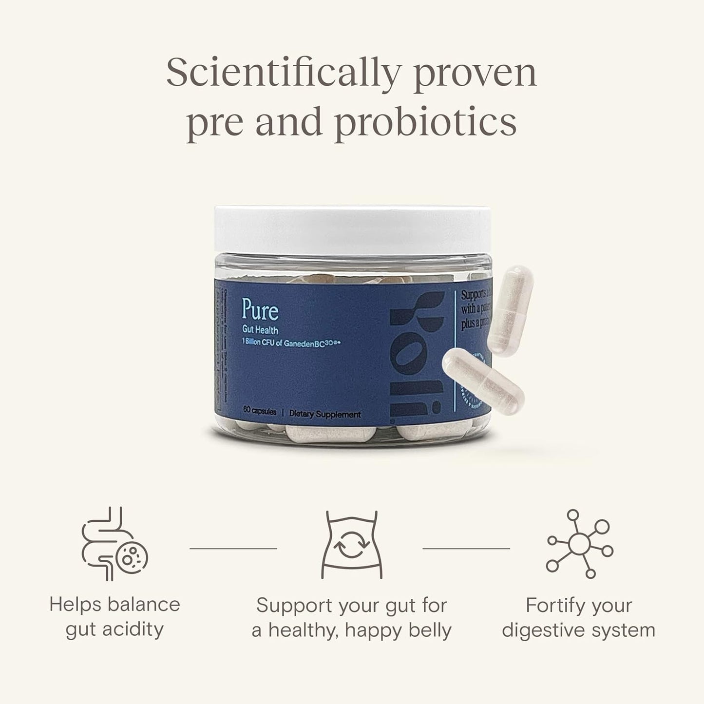 Yoli® Pure Probiotics Capsules - Digestive Health Supplements for Men and Women - 1 Billion CFUs