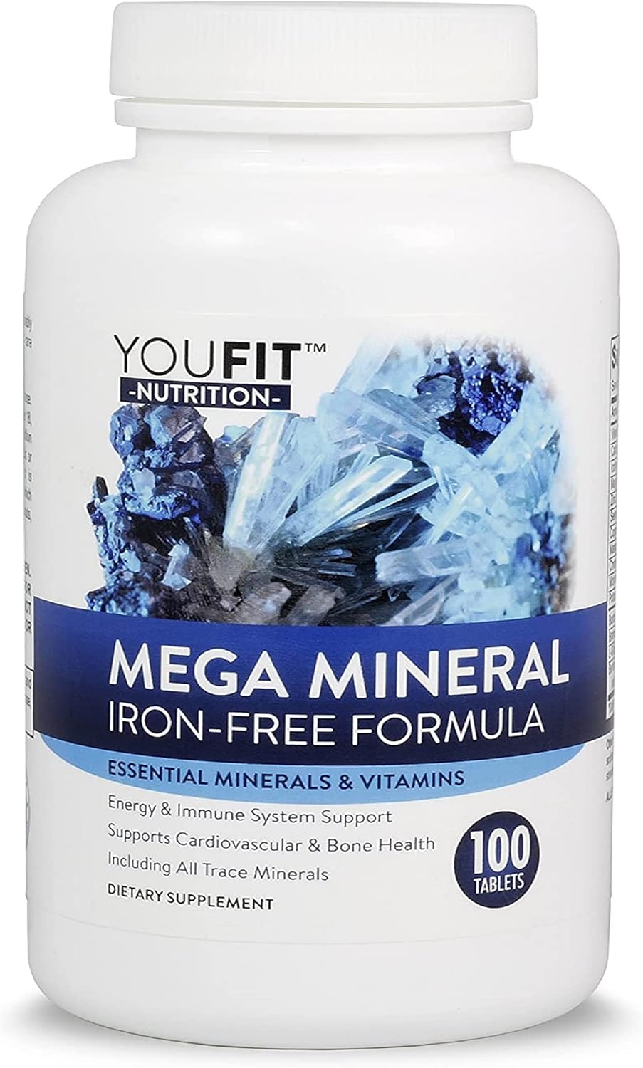 Youfit Nutrition Mega Minerals Supplement: Premium Formula with 72 Trace Minerals, Immune Health Support, Iron-Free, 1000mg Calcium, 500mg Magnesium