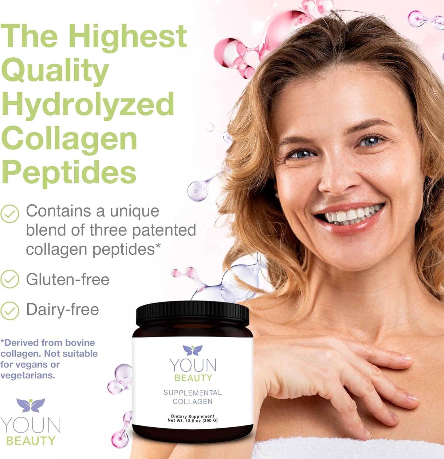 YOUN Beauty Collagen Powder by Dr. Anthony Youn - 30 Servings, Unflavored with Fortigel, Fortibone, Verisol Peptides for Skin Health
