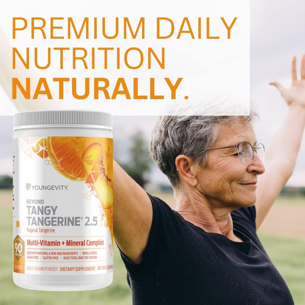 Youngevity Beyond Tangy Tangerine 2.5 Tropical Tangerine Ultimate Multi-Vitamin & Mineral Complex with Natural Whole Foods - 8,000 ORAC Value