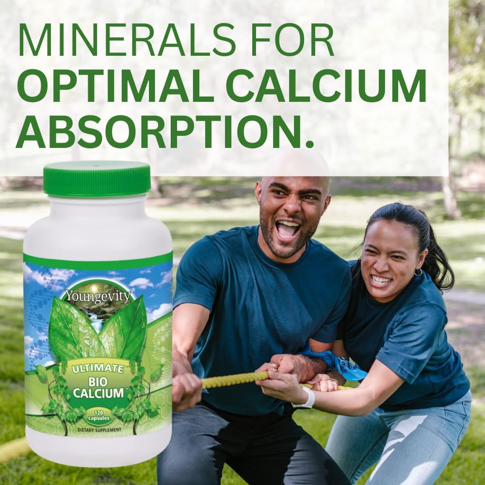 Youngevity Bio Calcium Plus - Chelated Calcium & Magnesium with Essential Minerals for Strong Bones - 120 Capsules