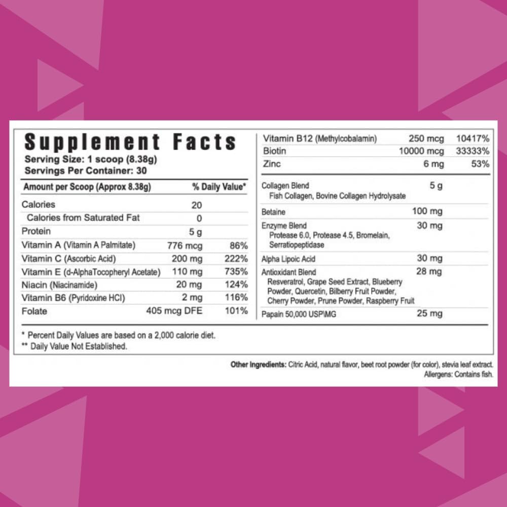 Youngevity Collagen Peptides Powder for Hair, Skin, Nails - Type I & II, Biotin, Vitamin B12, Antioxidants, Alpha Lipoic Acid - Joint, Bone Health - Berry Flavor - 251g - BoostGo Australia