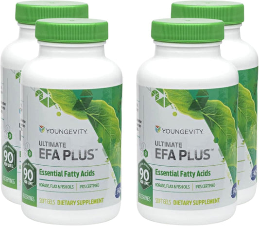 Youngevity EFA Plus 90-4 Pack - Essential Fatty Acids Supplement for Optimal Health and Wellness