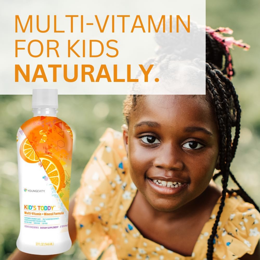 Youngevity Kid's Toddy™ - Mega Multivitamin for Kids 2+ - 14 Vitamins, 10 Minerals, Phytonutrient Blend - Highly Absorbable - Orange Flavor - 32 Fl Oz