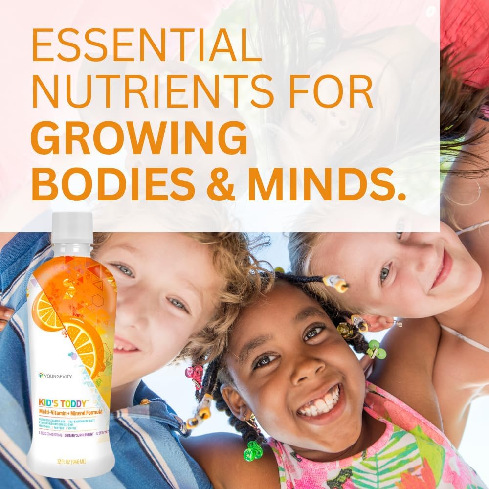 Youngevity Kid's Toddy™ - Mega Multivitamin for Kids 2+ - 14 Vitamins, 10 Minerals, Phytonutrient Blend - Highly Absorbable - Orange Flavor - 32 Fl Oz