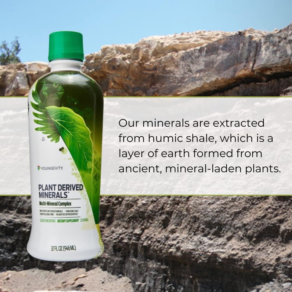 Youngevity Liquid Mineral Supplement - 77+ Natural Trace Minerals - 19,000mg Plant Minerals - Colloidal Form Humic Shale - 32 oz Bottle