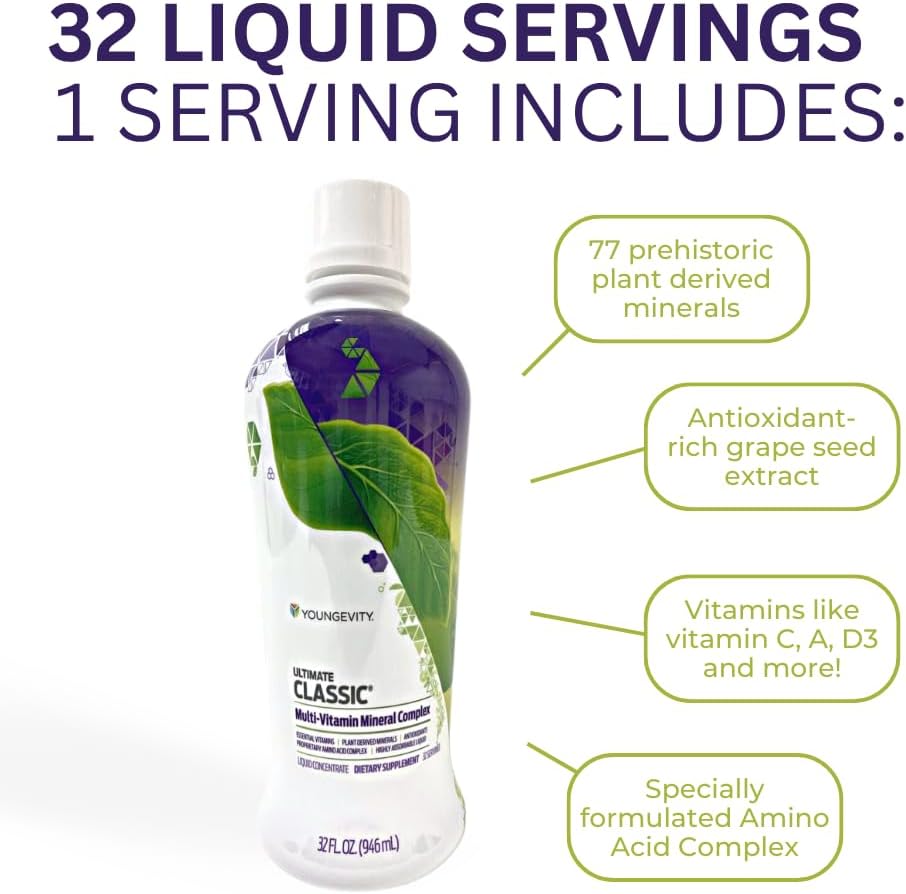 Youngevity Ultimate Classic Liquid Multivitamin & Mineral Complex - Natural Source of Daily Nutrients - Highly Absorbable - (2) Pack