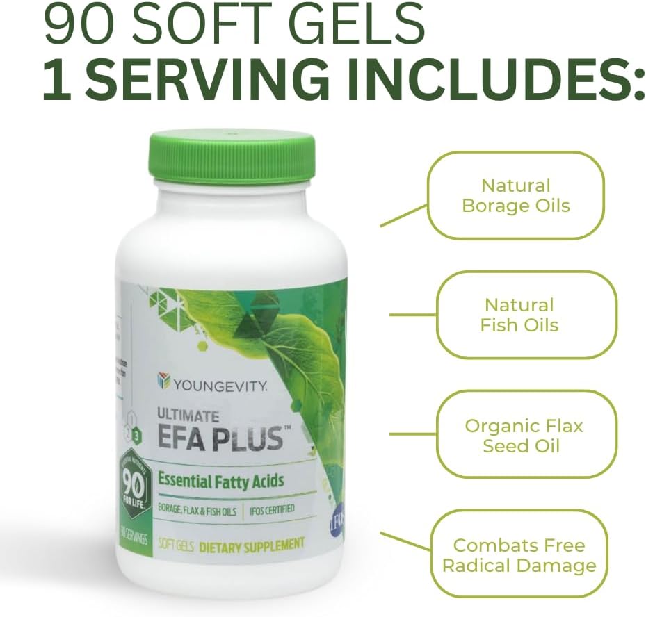 Youngevity Ultimate EFA Plus: 90 Soft Gels, Essential Fatty Acids Supplement