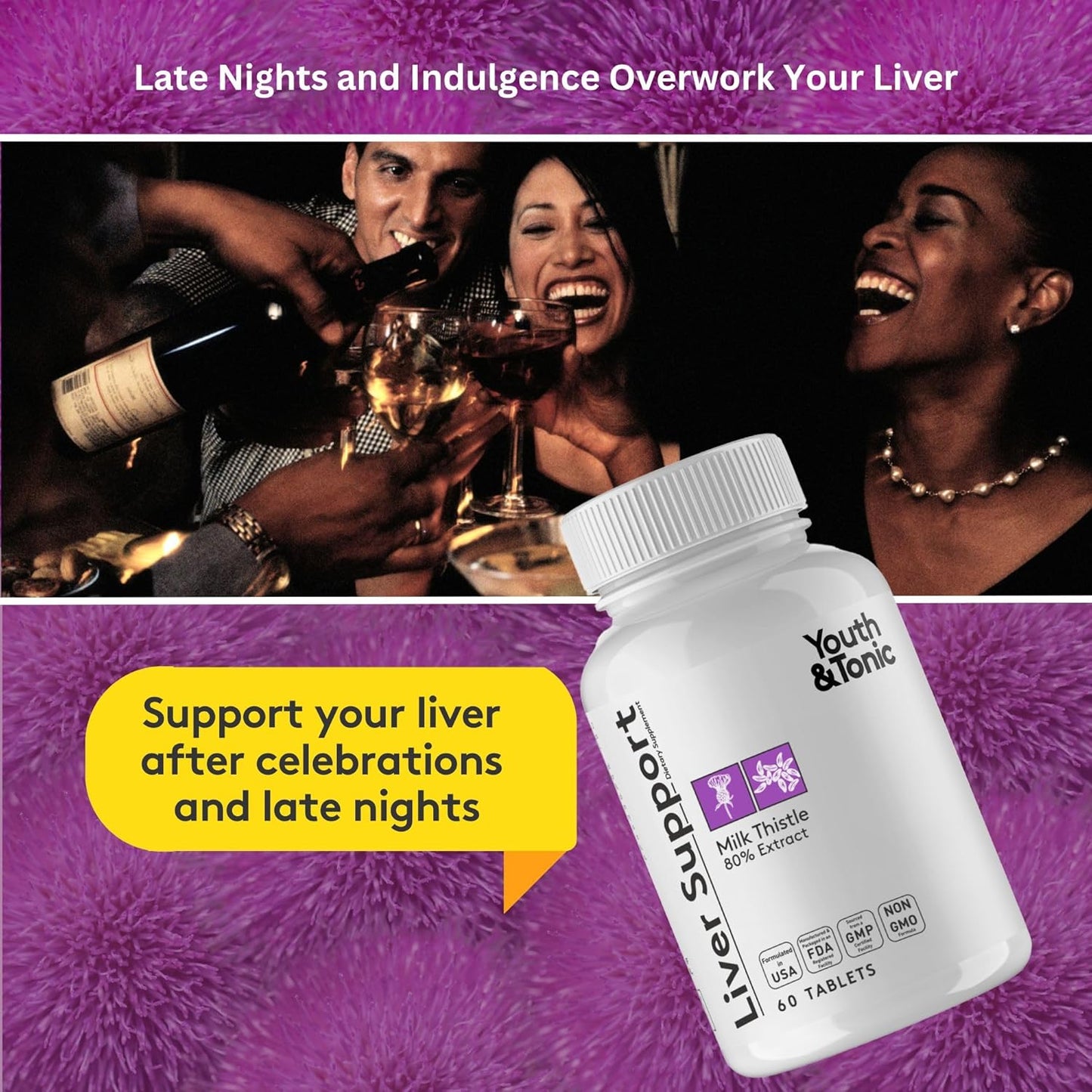 Youth & Tonic Body Detox & Cleanse with Liver Support - 180 Pills for Men & Women, Kidney & Colon Cleanse, CandEase Matrix