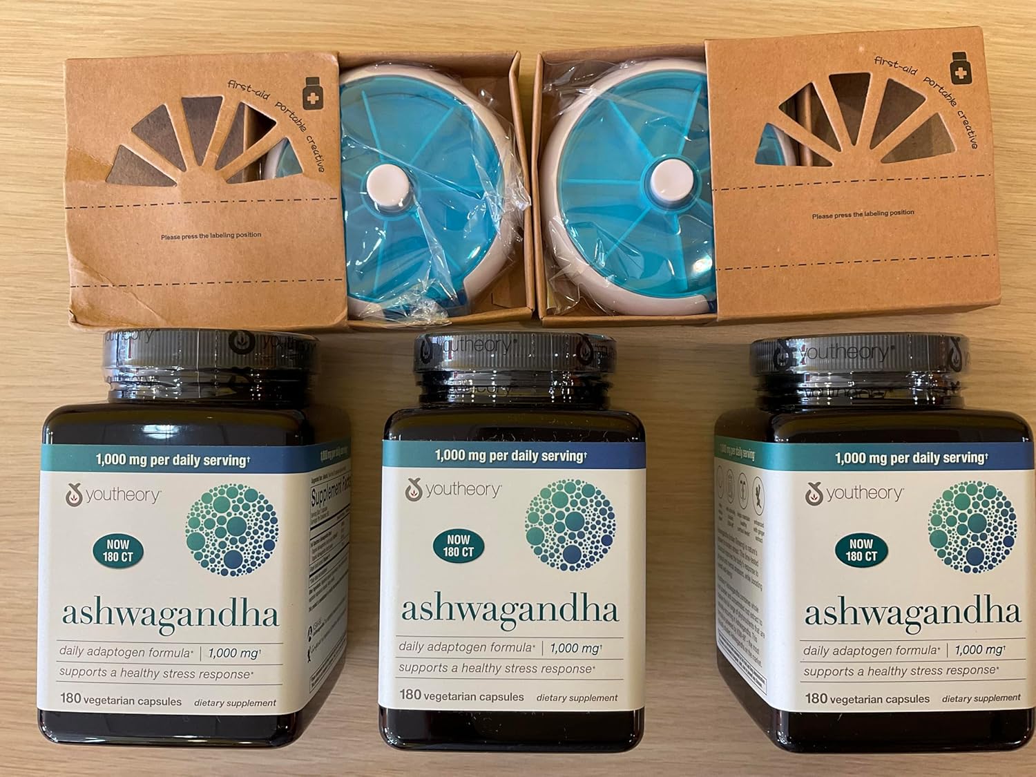 Youtheory Ashwagandha 1000mg with KSM-66 - 540 Capsules for Stress Support with Bonus Pill Organizer