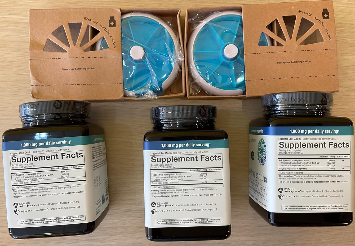 Youtheory Ashwagandha 1000mg with KSM-66 - 540 Capsules for Stress Support with Bonus Pill Organizer