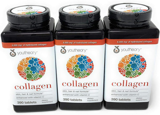 Youtheory Collagen Advanced Formula Tablets - 3 Pack of 390 ct Each (1170 Tablets Total)