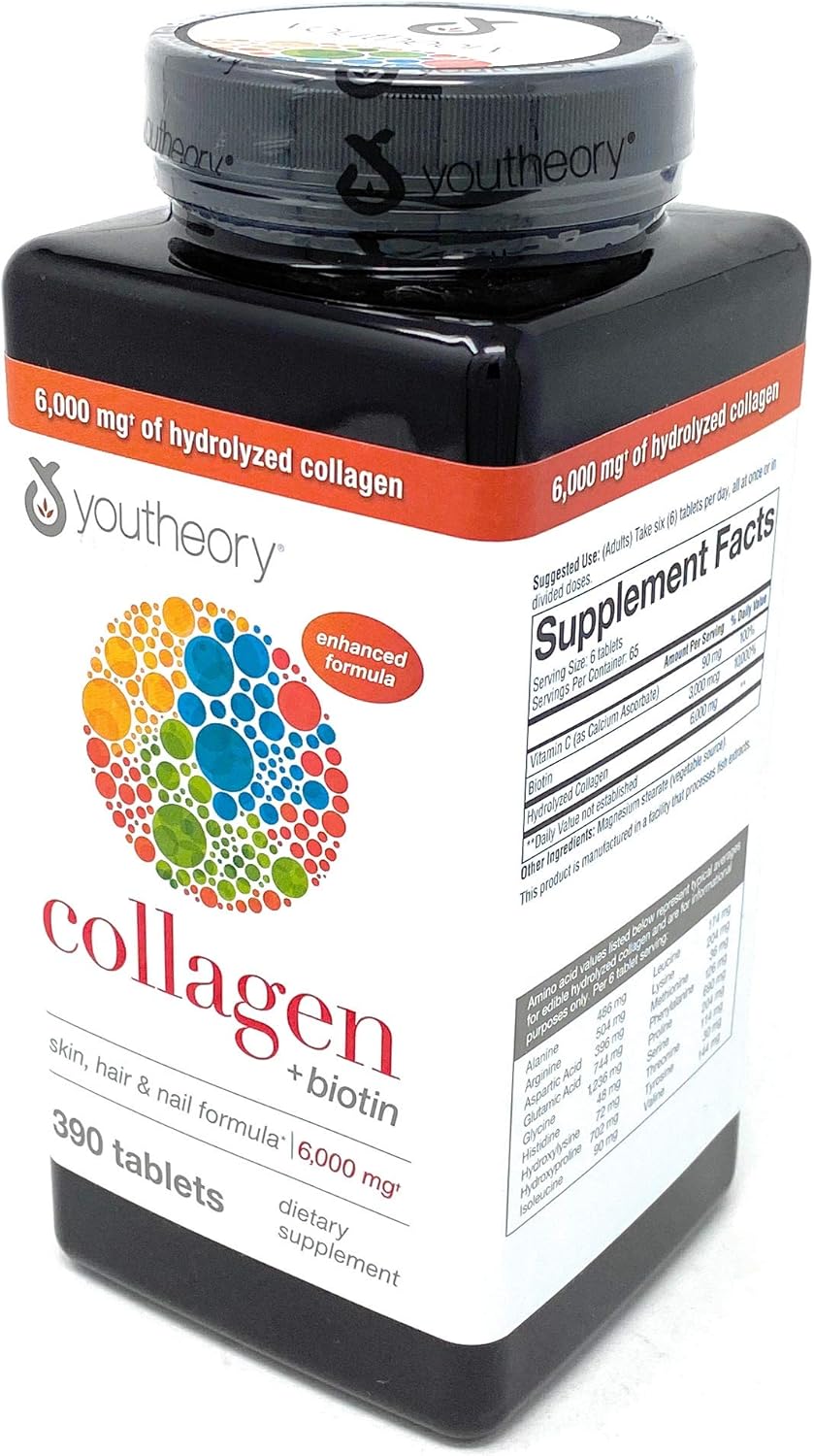 youtheory Collagen Plus Biotin 390 Tablets - Bulk Pack of 5