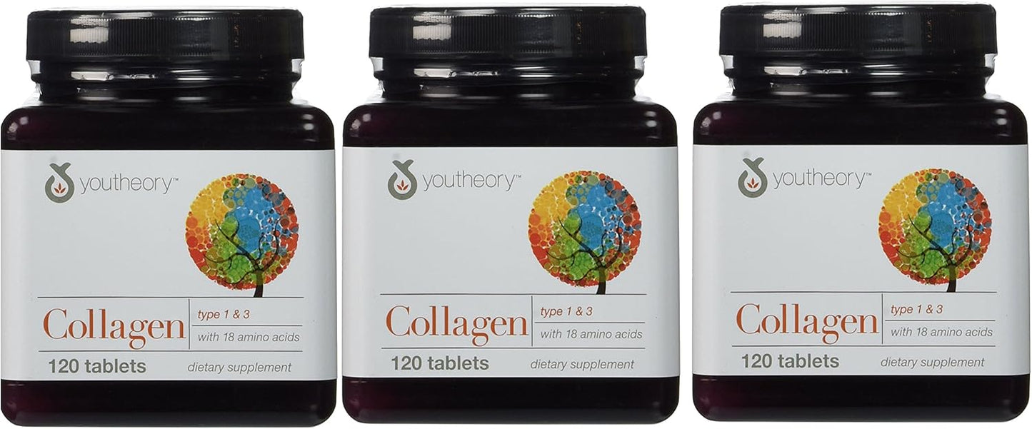 YouTheory Collagen Tablets Type 1 & 3 - 360 Tablets Pack - Anti-Aging and Joint Support Supplement