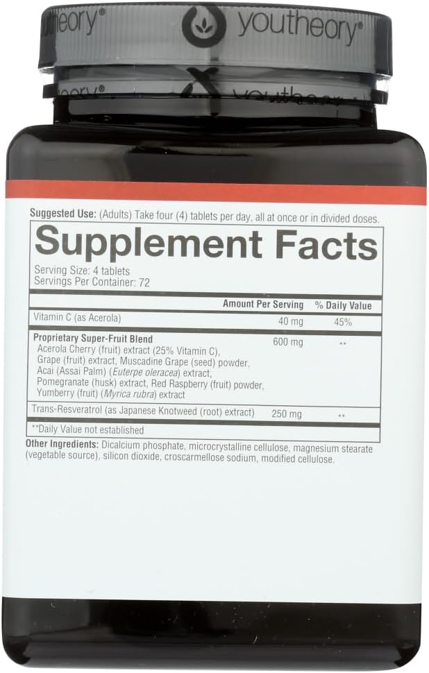 Youtheory Resveratrol Capsules - Powerful Antioxidant Supplement for Anti-Aging Support