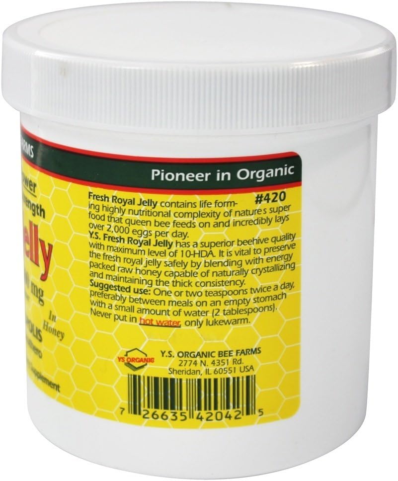 YS Eco Bee Farms Fresh Royal Jelly + Bee Pollen Propolis Ginseng Honey Mix - 36,000mg Y.S. Organic 20.3 oz - High-Quality Bee Product Blend