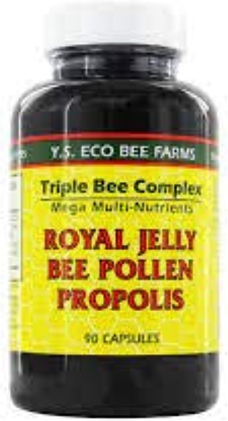 YS Organic Bee Farms Triple Bee Complex - 90 Capsules (2 Pack) with Royal Jelly, Bee Pollen, and Propolis