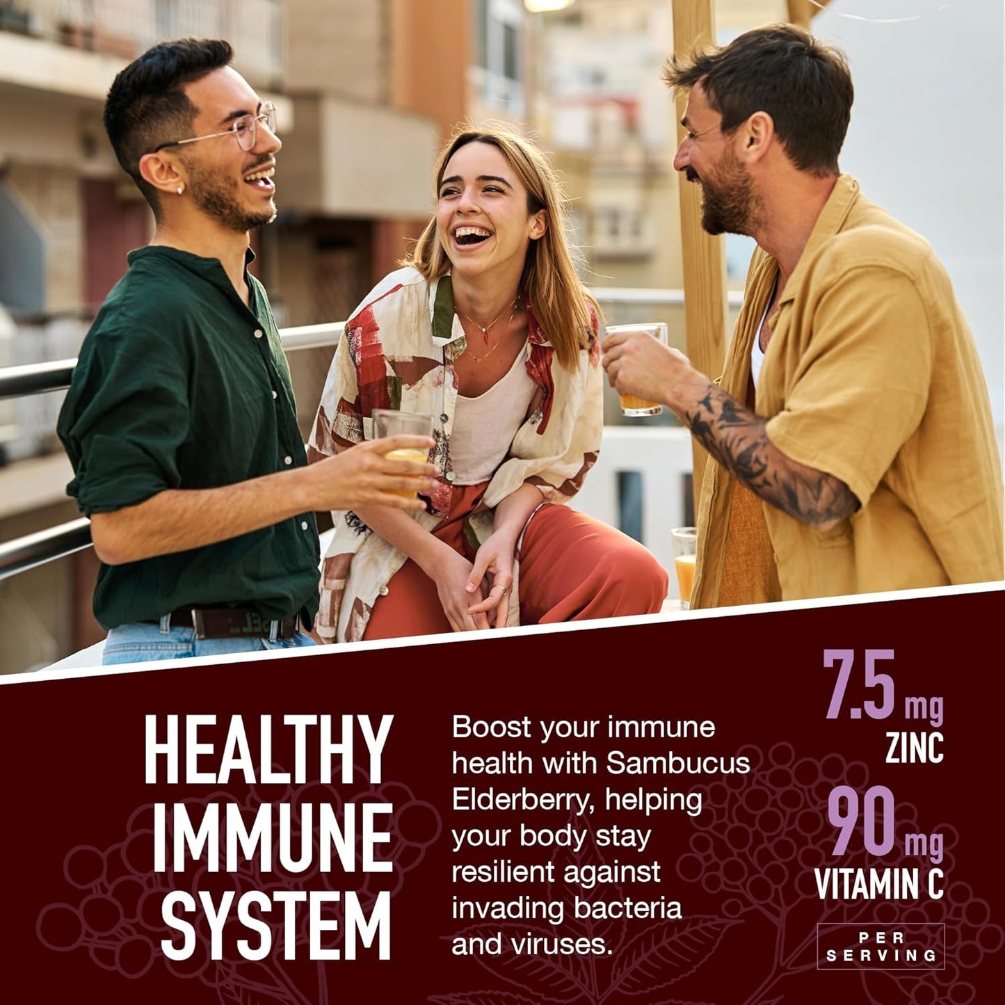 YUM-V'S Immune Shield Gummies for Adults with Elderberry, Vitamin C, and Zinc - Berry Flavored Support (60 Count)