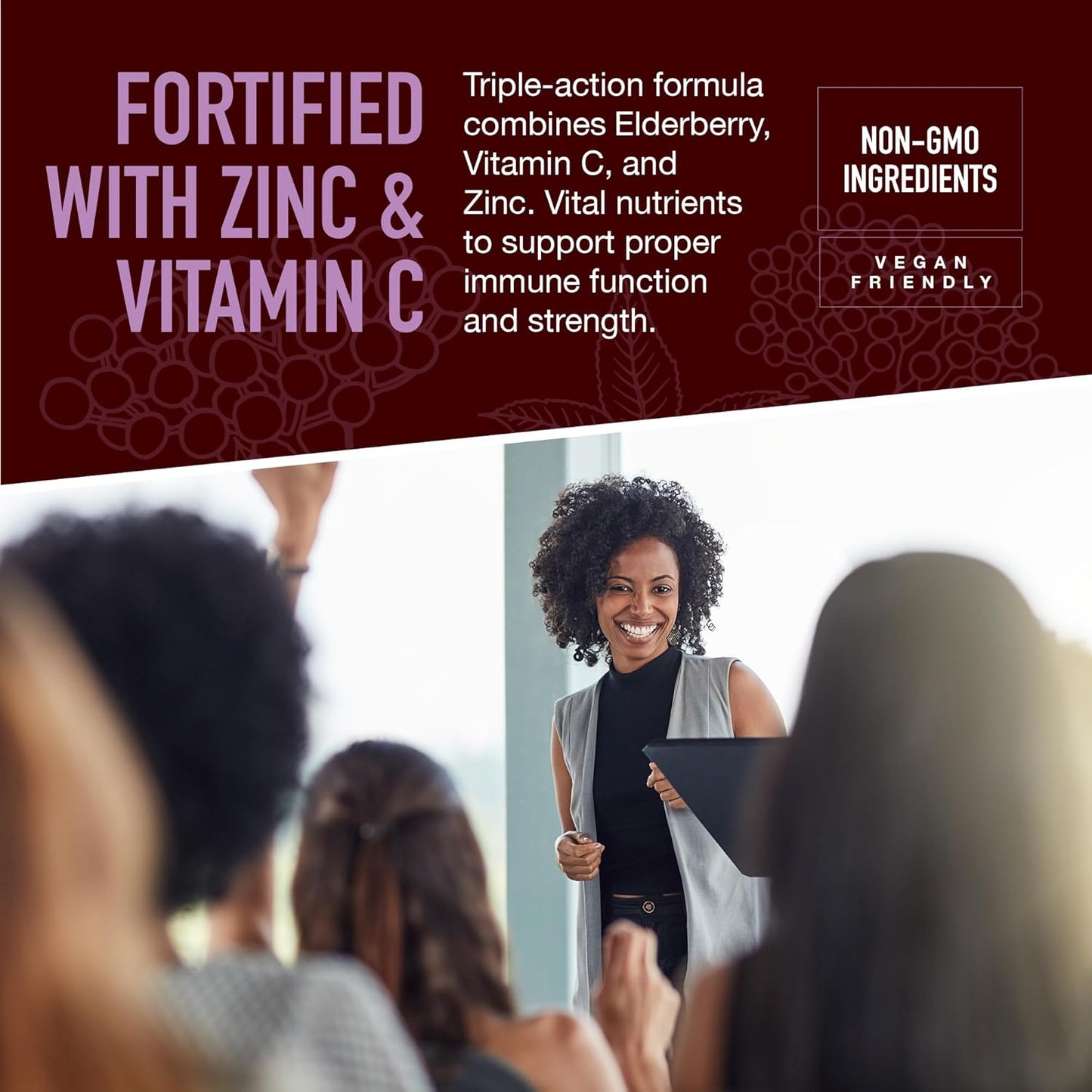 YUM-V'S Immune Shield Gummies for Adults with Elderberry, Vitamin C, and Zinc - Berry Flavored Support (60 Count)